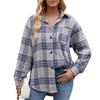 Plaid Button Flannel Woolen Single-breasted Shirt Autumn and Winter Women's Loose Contrasting Lapel Houndstooth