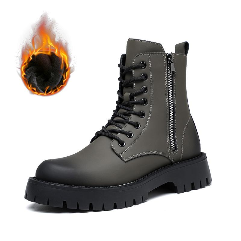 British Style Men's Boots Black Grey Casual Shoes Cowboy Original Leather Platform Boot Party Banquet Dress Autumn Winter Botas