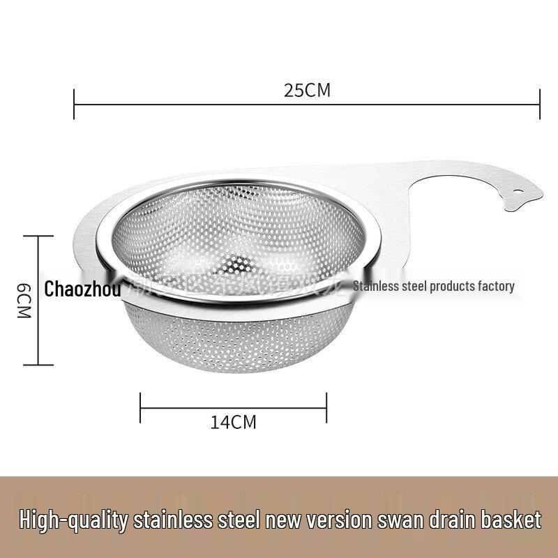 Swan Stainless Steel Kitchen Sink Drain Basket: Widened, Deepened, and Hangable Fruit Storage