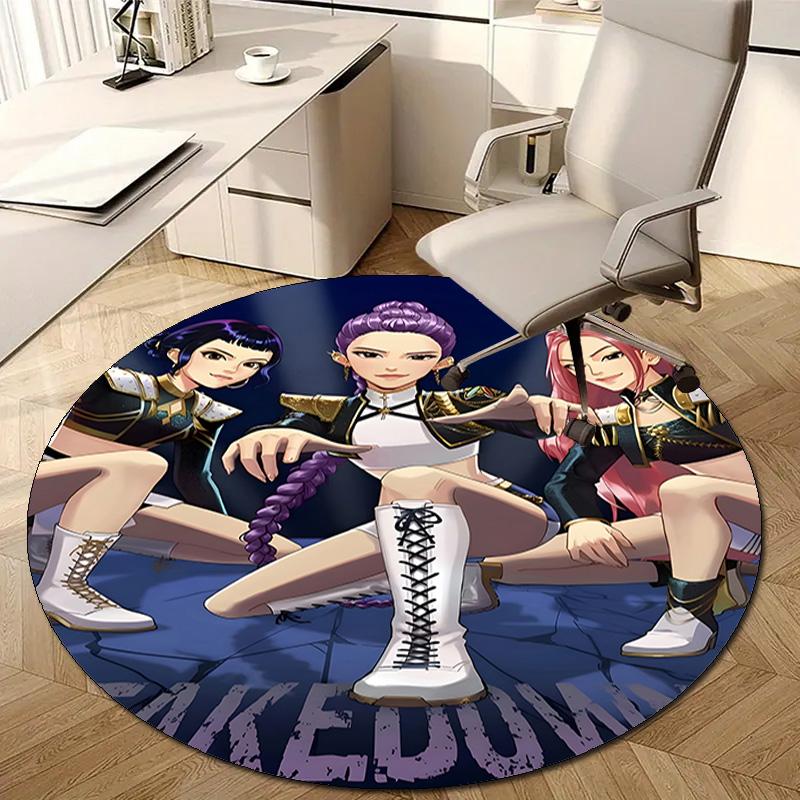 1pc KPop Demon Hunters15 Design Printed Area Round Carpet for Bedroom Living Room Home Decor Rugs Mat Non Slip Mat Rug for Bedside