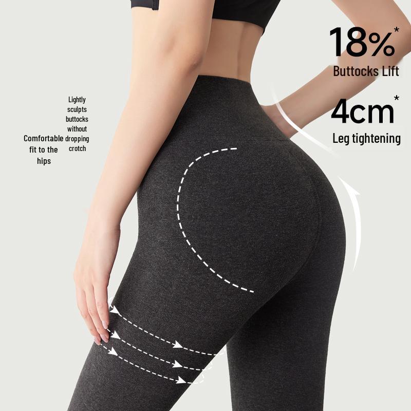 Korean-Style Fleece-Lined Cotton Leggings with Tummy Control and Long Socks for Women, Perfect for Autumn and Winter