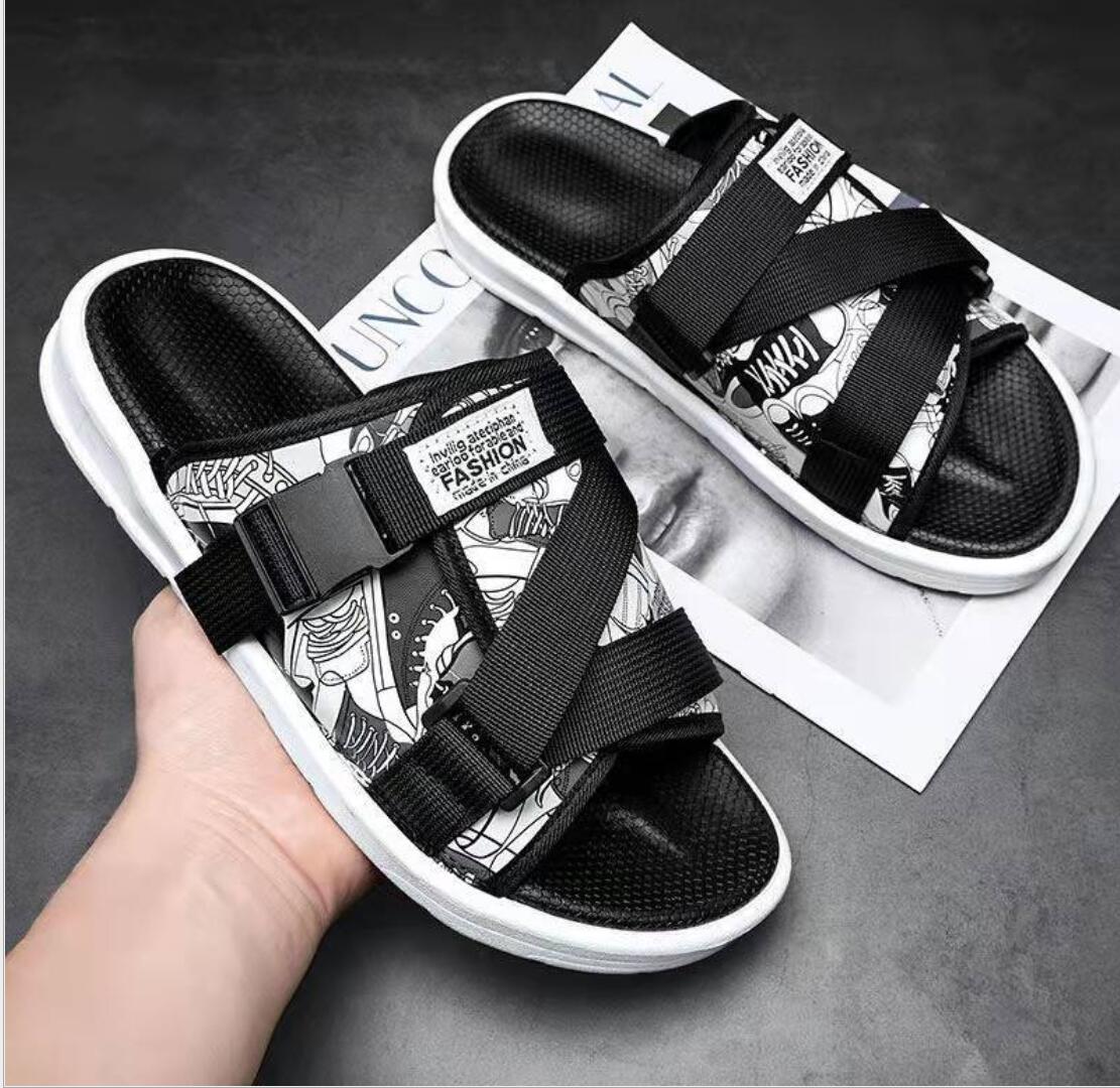 

Модные мужские сандалии Летние Граффити Классическая мужская обувь Тапочки Мягкие сандалии Мужская Удобная обувь для ходьбы Уличные Повседневные Шлепанцы 6.5