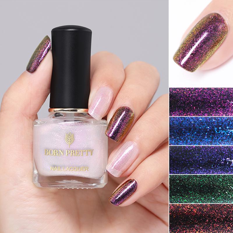 Buy BORN PRETTY 6ml Chameleon Top Coat Glitter Nail Polish Pearl Nail Art Varnish at affordable