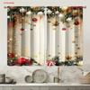 2 Pcs Christmas Decorations Print Curtains  Suitable for Bedroom  Living Room Kitchen Decoration  Home Decoration  Window Decoration