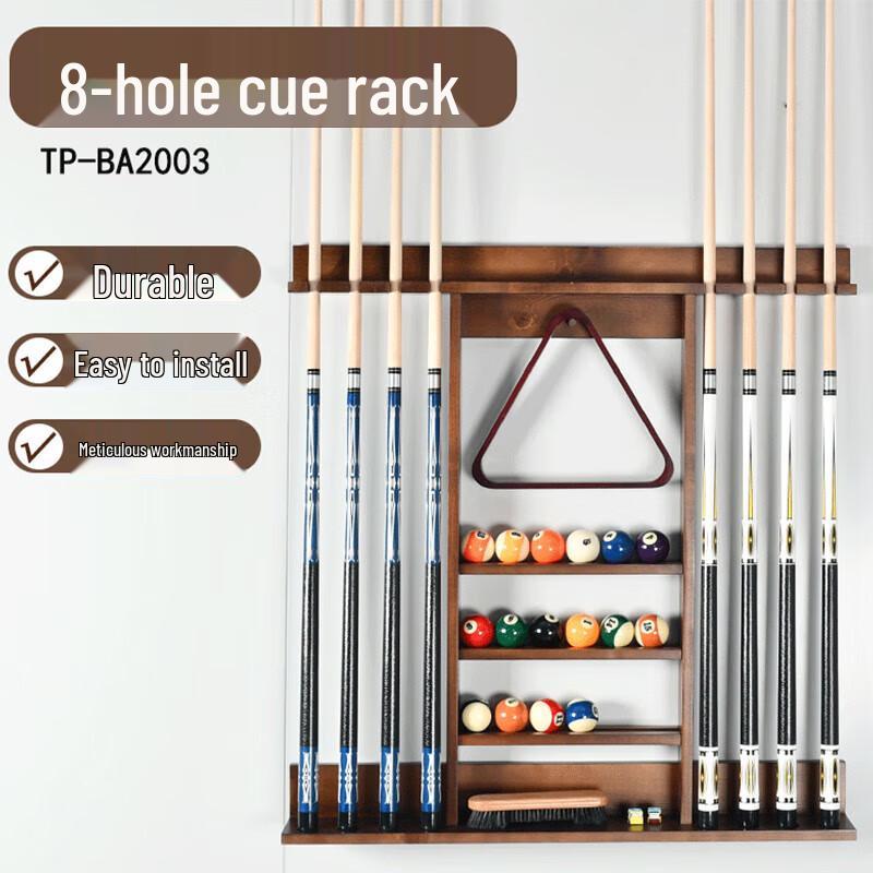 8-Cue Wall-Mounted Billiard Cue Rack