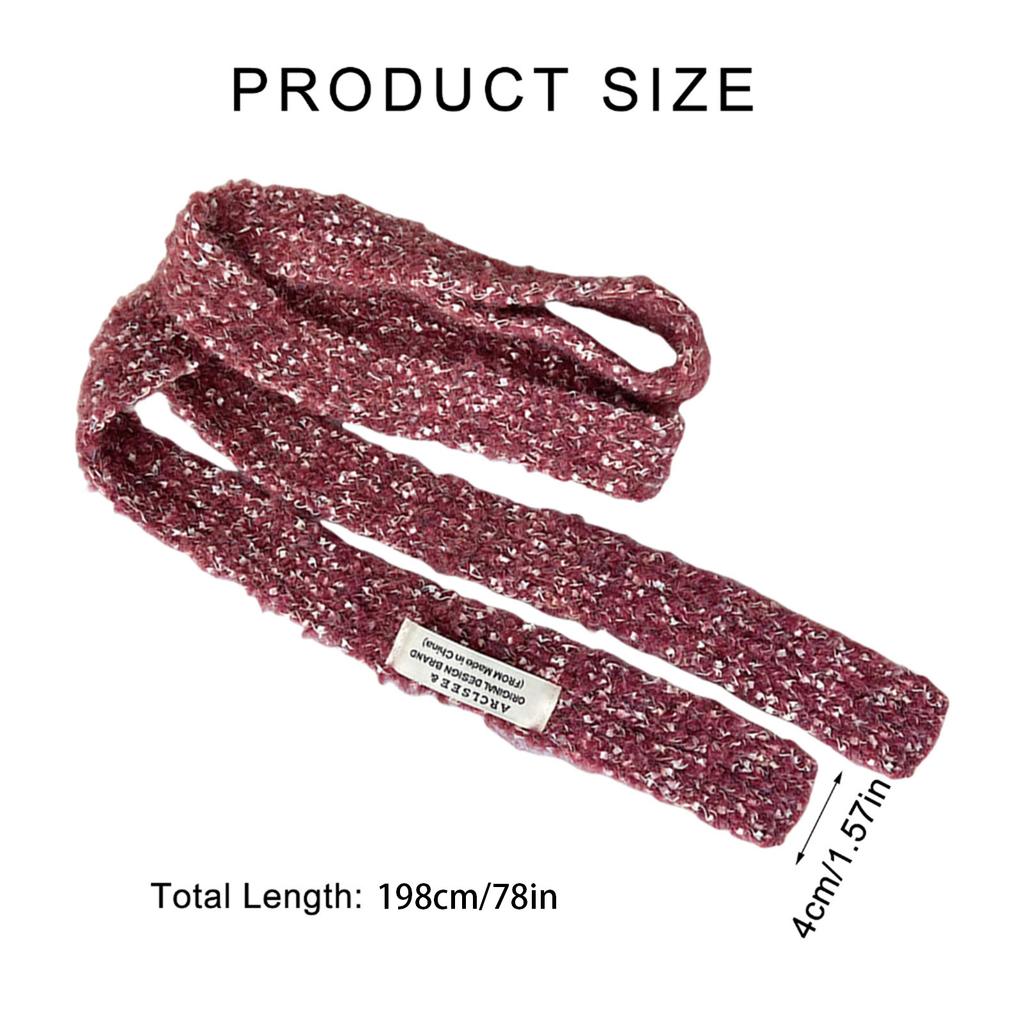 Knit Scarf for Women Long Skinny Belt Necktie Neck Scarf Girls Photo Props Long Neckerchief Skinny Scarf Necktie