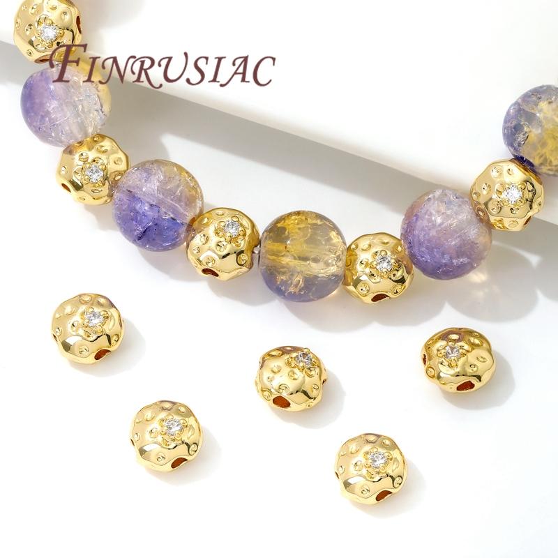 18K Gold Plated Round Metal Beads Separator For Beads DIY Jewelry Making Supplies Bracelets Accessories Spacer Bead