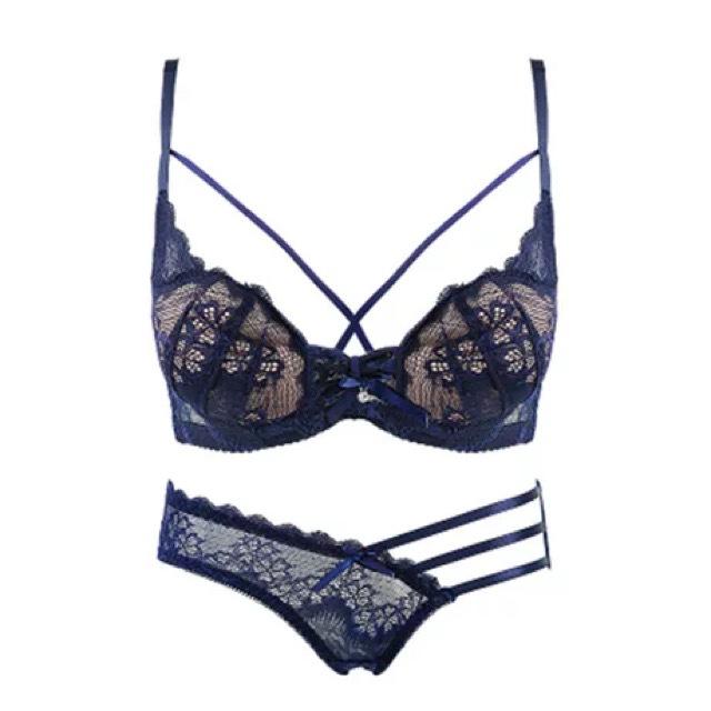 9907 Lace Cross-Strap Bra Set: Sexy European & American Style, Thin Top, Thick Bottom, Steel Ring Support