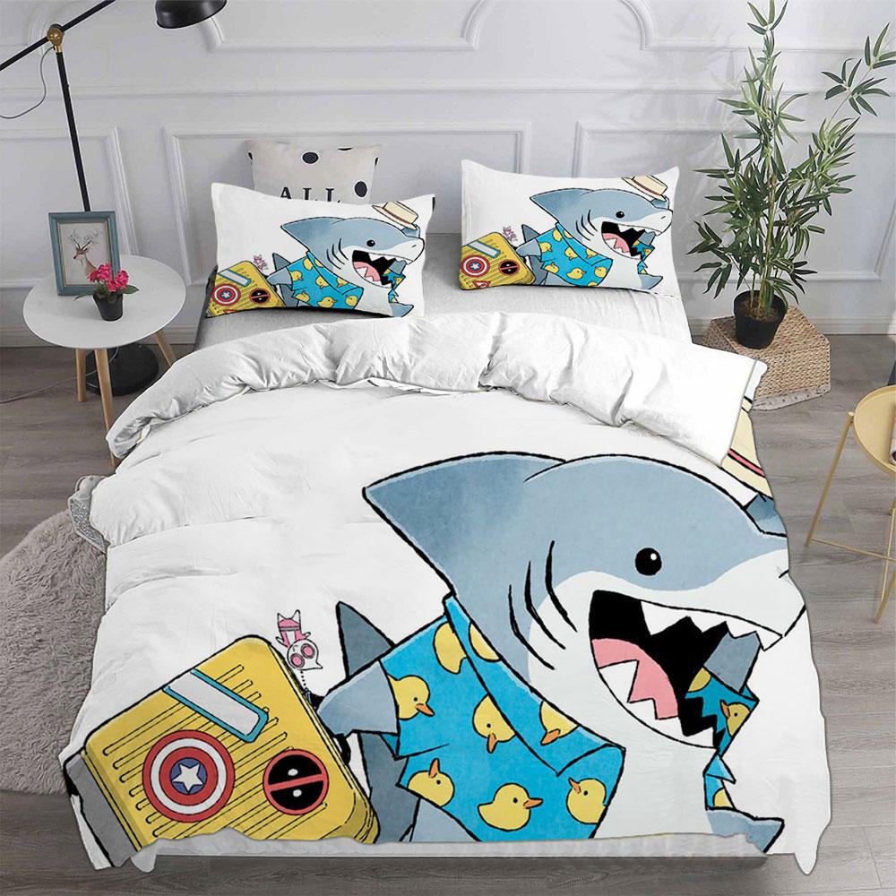 Jeff Shark Bedding Sets Quilt Bed Cover Comforter Duvet Cover Pillow Case 2-3 Pieces Sets Kids Adult Bedroom Decoration