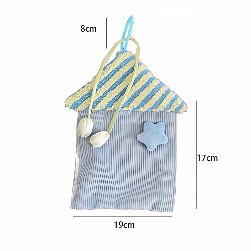 Creative Tissue Box Hanging Tissue Bag Small House Cute Fabricpaper Storage Bag Bathroom Napkin Holder Car Tissue Hanging Bag