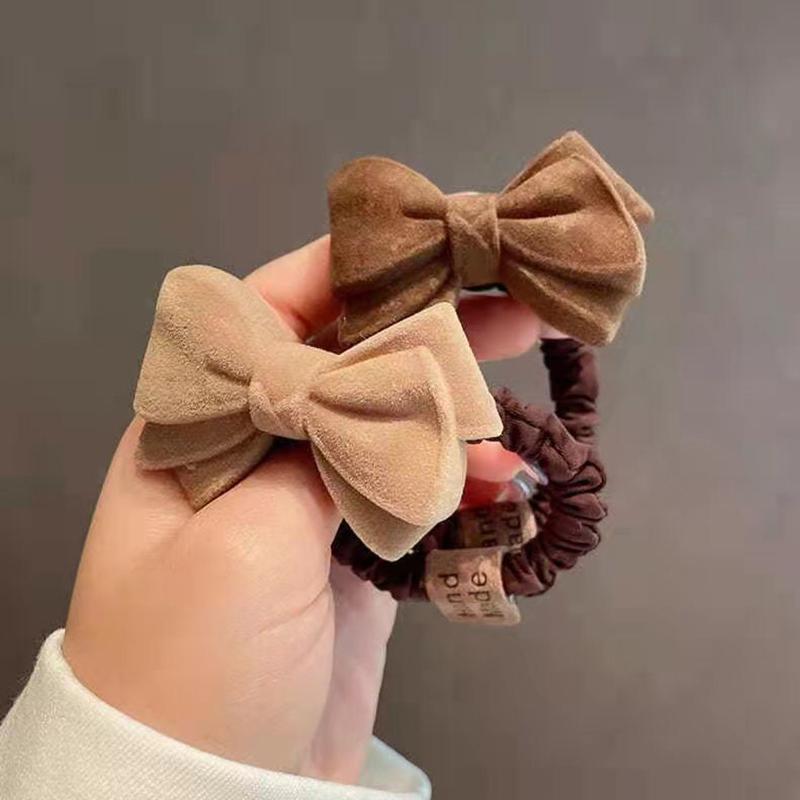 Gumki do włosów kokarda serce jednolity kolor khaki kawa pluszowe gumki do włosów kobiety dziewczynki wysoka elastyczność gumka do kucyka scrunchies