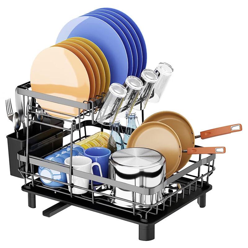 Modern Iron Countertop Dish Rack with Chopstick Holder