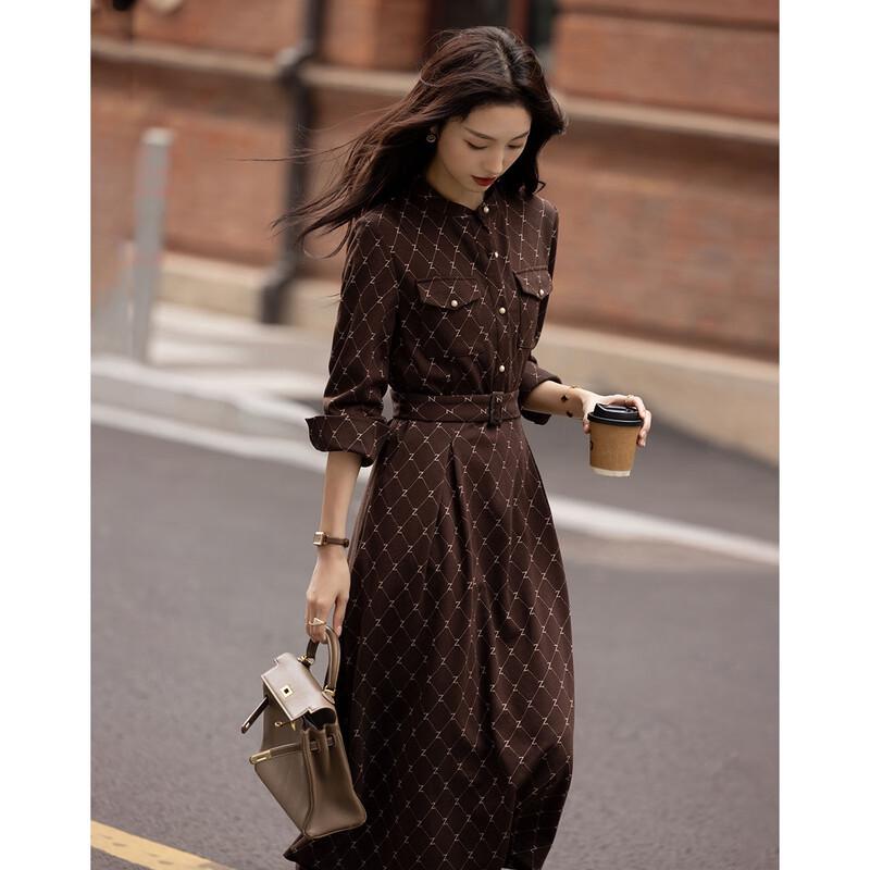 Demana Urban Light Luxury Jacquard Belted Dress