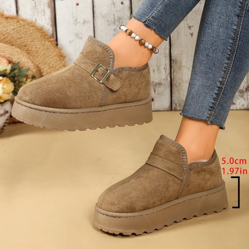 Snow boots women's new winter platform fleece belt buckle big cotton shoes short bread shoes boots women