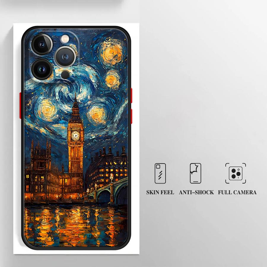 

Van Gogh Starry Sky Oil Painting Phone Case for Apple iPhone 11Pro 12 XS Max 16e 16 15 XR 13 Mini SE 14 Pro 7 8 Plus Matte Cover iPhone 16