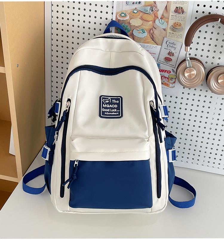 Schoolbag Large-capacity Backpack female-Japanese Contrasting Color Trendy Brand College Student Schoolbag Leisure Travel Bag New Computer Bag