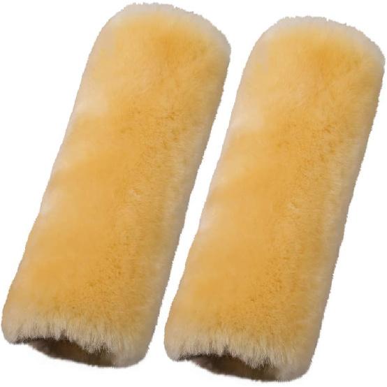 2 Pack Sheepskin Car Seat Belt Cover Pads | Wool Seatbelt Cushions | Fuzzy Soft Seat Belt Should Pad Cushion Protect Neck | Stylish Luxury Appearance
