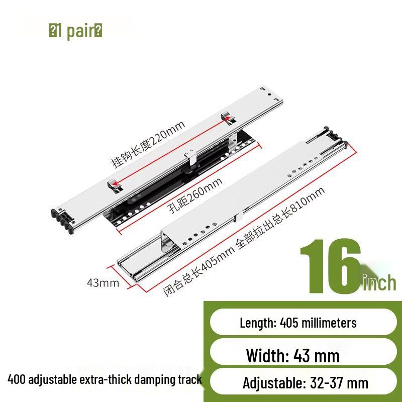Regulowana Prowadnica Szuflady Kuchennej: Trzyczęściowa wysuwana szyna koszowa do szafek