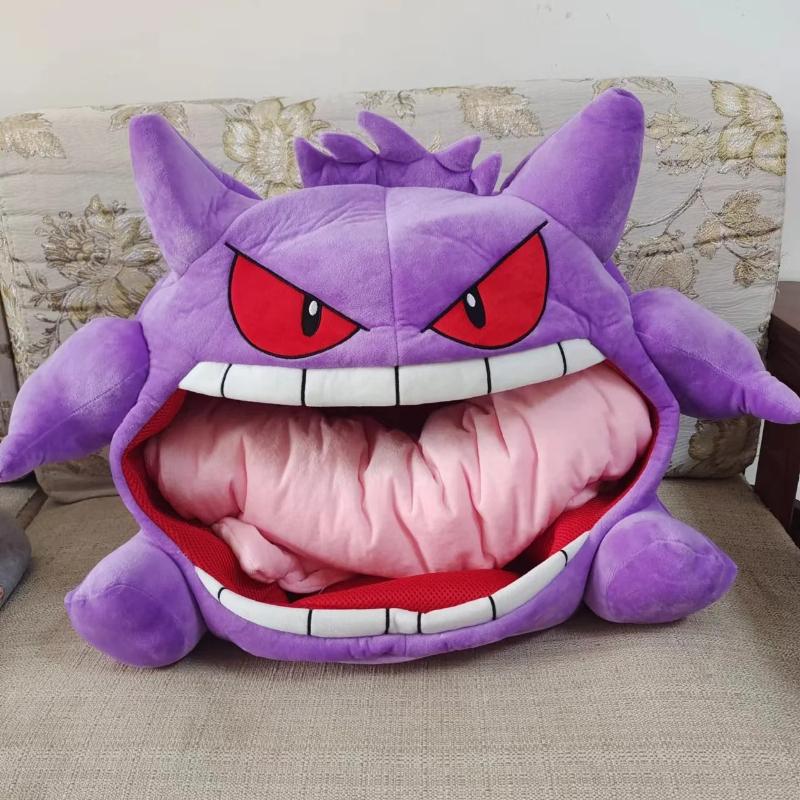 Pokemon Gengar Peluche Lingua Grande Periferica Anime Gengar Taglia Grande Cuscino per Dormire Coperta Nap a Doppio Uso Giocattolo di Peluche Imbottito