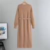 Autumn And Winter Women's V-Neck Base Knitted Long Dress  Loose Plus Size Solid Color Women's Dress