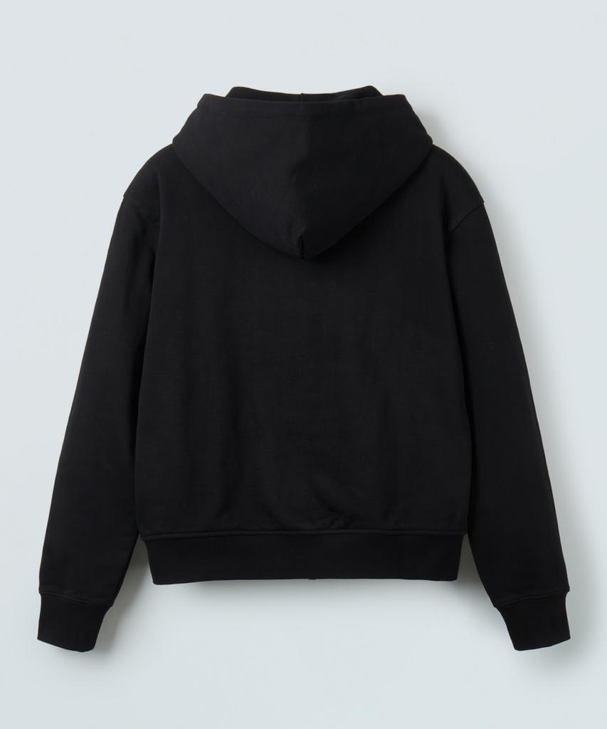 Piari Heavy Cotton Two-Way Button Zip-Up Hoodie (Black)