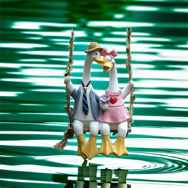 Delicate Couple Duck Garden Statue Cute Duck Art Decors Duck for Couple, Lover