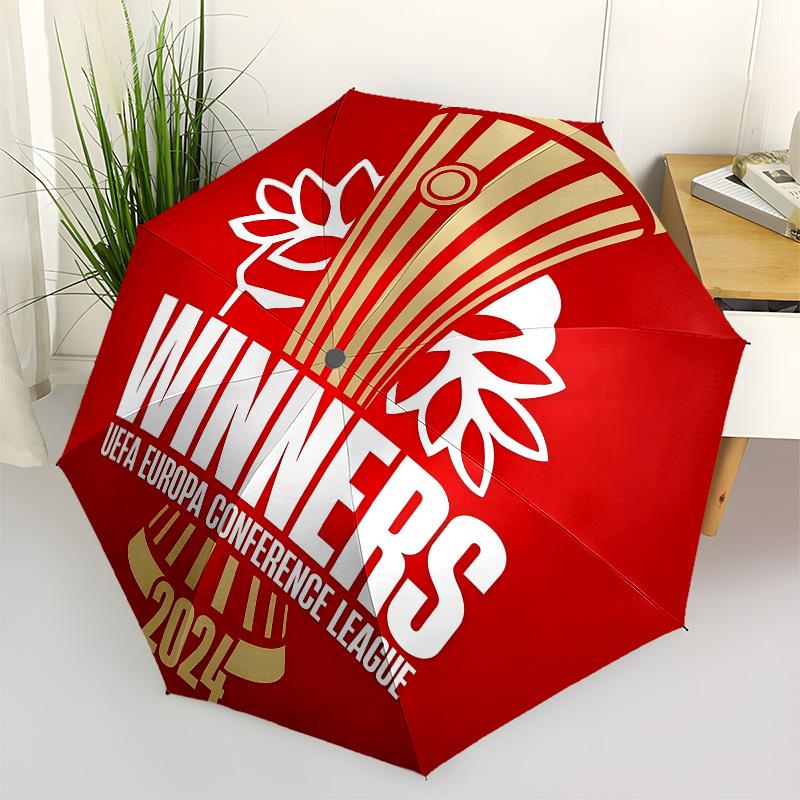 UEFA Europa Conference League, Winners Automatic Opening and Closing, 8 rib Structure Portable Umbrella, Suitable for Men and Women in All S