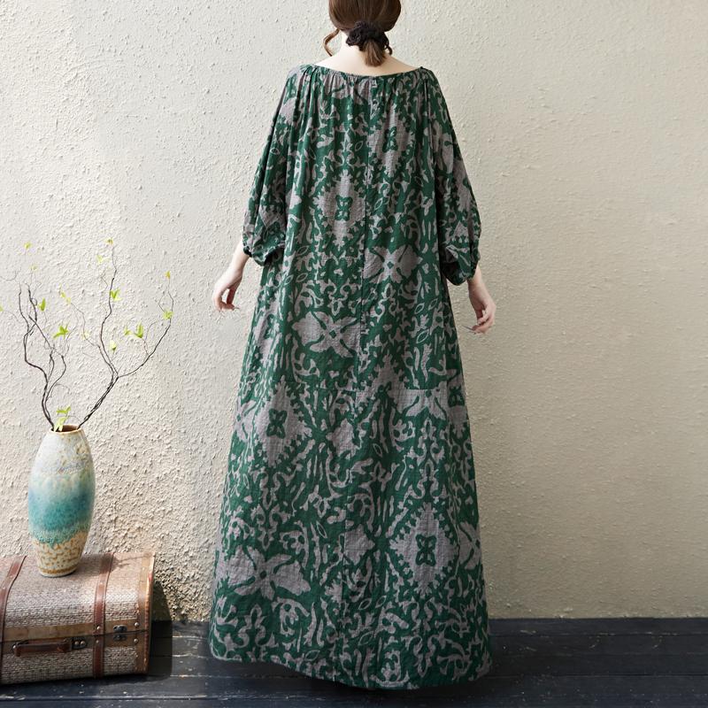 Dimanaf 2025 Summer Plus Size Dress Women Casual Vintage Floral Dress Basic Printing Long Beach Elegant Loose Dress