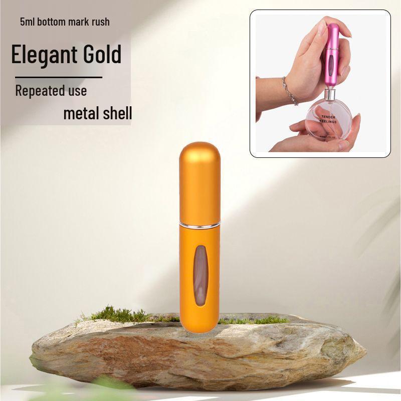 Refillable Press-Type Perfume Atomizer: Portable, High-End, Hydrating, Recyclable, Rotating Transparent Design