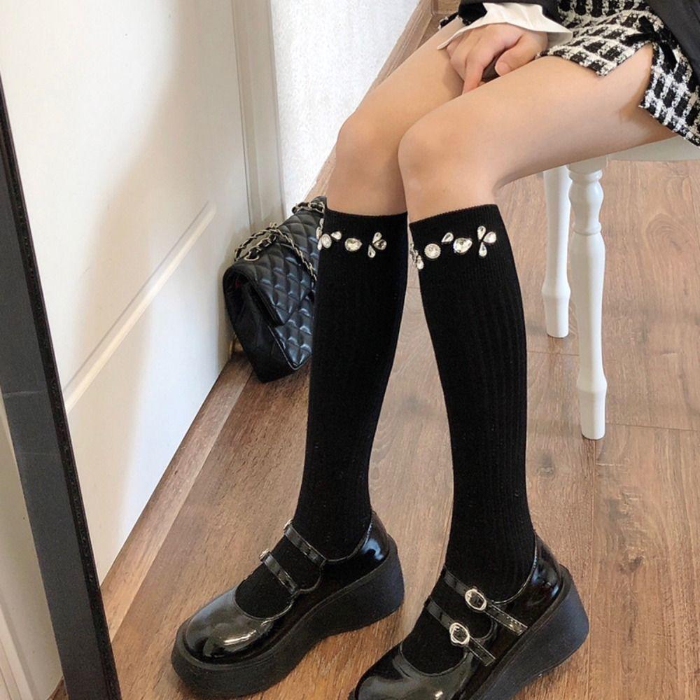 

Толстые чулки Y2k Crystal Calf Socks Японские повседневные чулки для молодежи