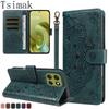 Skórzane Etui Na Telefon Do Motorola Moto G56 G86 G57 G67 G77 G06 Power G15 G05 G35 G55 G75 G85 5G Mandala Kwiat Portfel Klapka