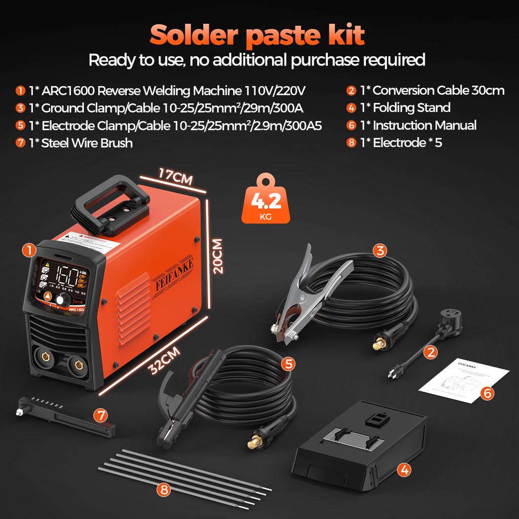 FEIFANKE ARC160 Digital Intelligent IGBT Inverter DC Arc Welding Machine 160A 220V MMA Welder with LED Display