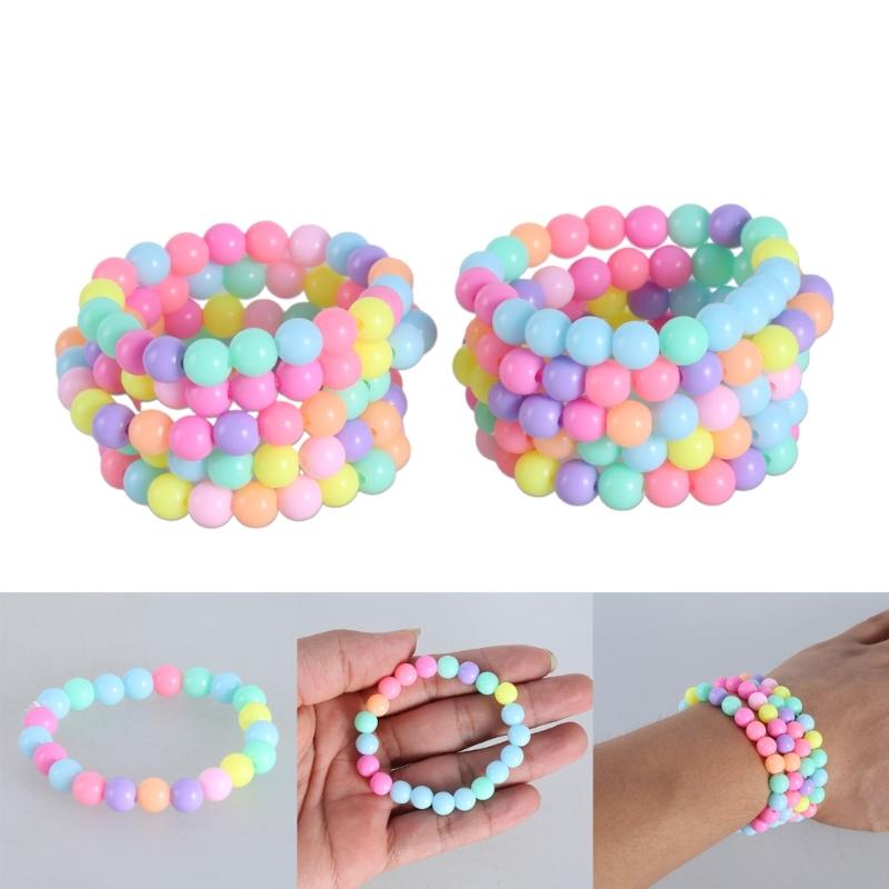 10-piece Set of Colorful Elastic Bracelets for Little Girls Bracelets for Teenagers and Children Pearl Beaded Bracelets