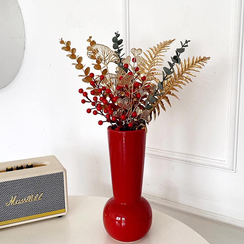 Bucket Diy Fortune Set With Artificial Lucky Fruit And Golden Leaves For Home Decor