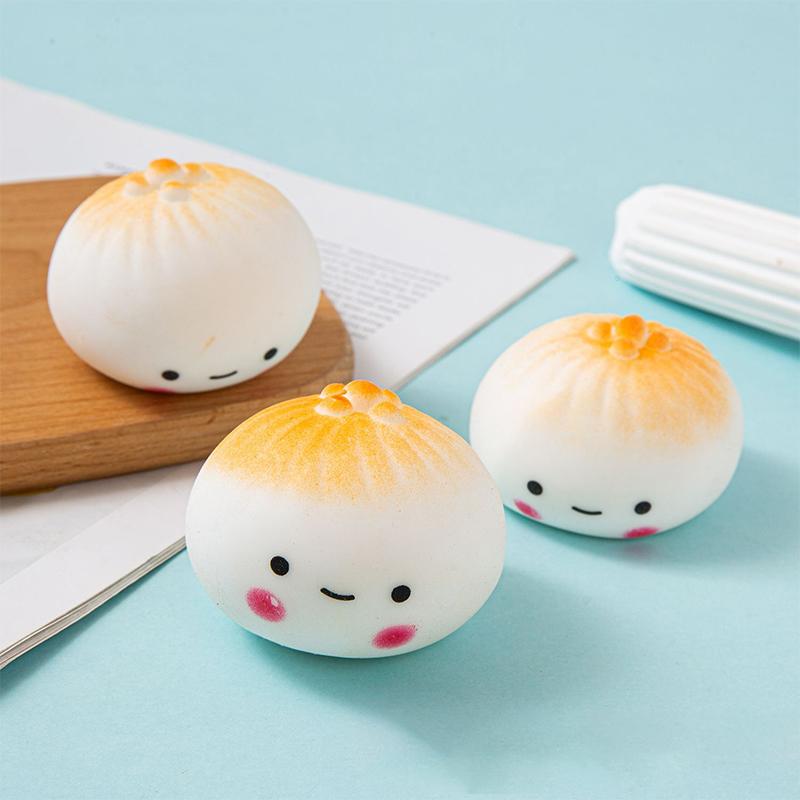 Bun Squeeze Toy Release Ball For Stress Balls Simulation Food Squishies Pan-fried Bun Squeeze Toy Gifts