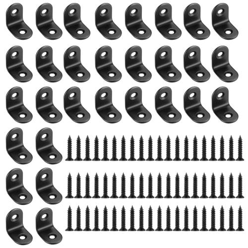 L-shaped Bracket, Angle Bracket, L-shaped Bracket, Right-angle Bracket, Right-angle Hook, Shelf Bracket, Bracket Hardware with Screws, Black, 20x20x2.