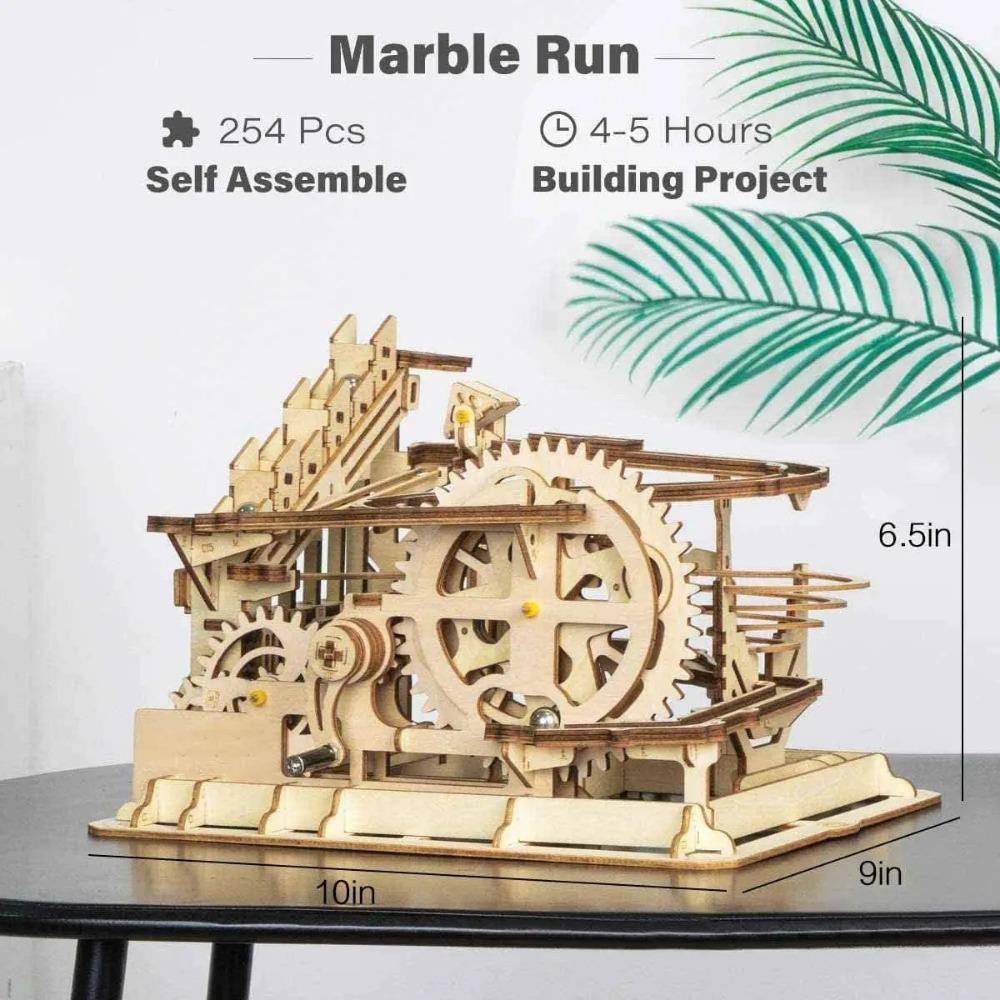 Robotime Rokr Marble Coaster 3D Puzzle Games Wooden Model Kits with Balls Wooden Construction Craft Toys for Kids and Adults