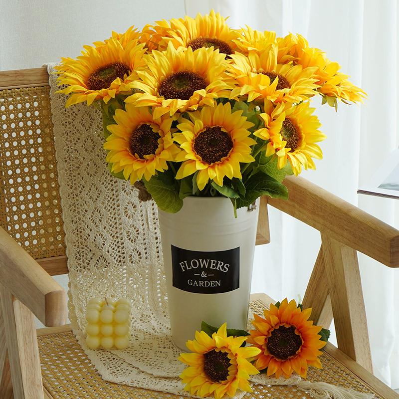 Sunflower Silk Flower Decor For Home Wedding Photography Outdoor Styling