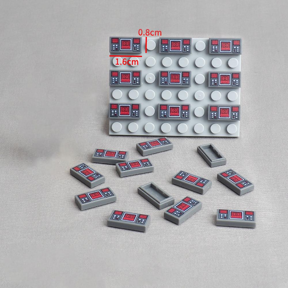 Non-Toxic Moc 10Pcs Printed 3069 1X2 3069 Target Screen Pattern Machine Building Blocks 3069Pb0777 Bricks Particle Diy Toys Children Gifts