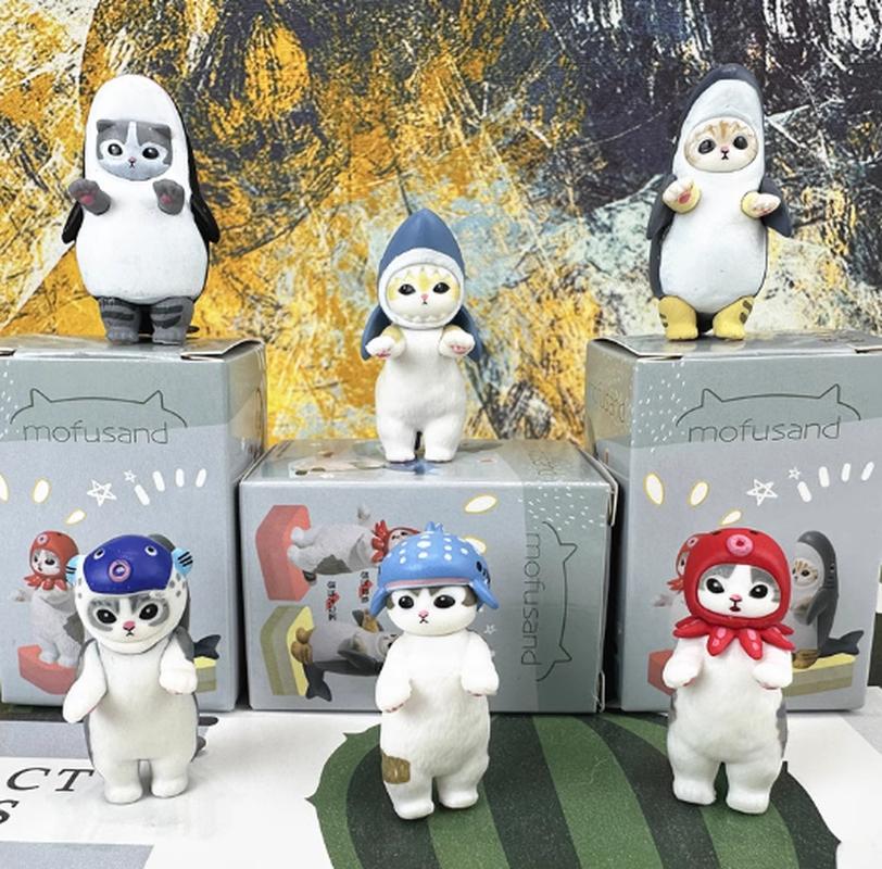 Süße Mofusand Weißer Hai Katze Serie Handgefertigte Orca Crossdressing Katze Actionfigur Schreibtisch Dekoration Geburtstagsgeschenk