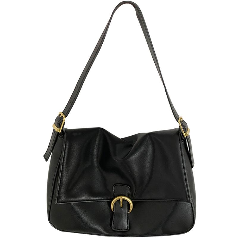 Schultertasche mit großer Kapazität im Muschel-Design, beliebte neue Retro-Schwarz-Achseltasche, modische, vielseitige Umhängetasche, Handtasche für Damen