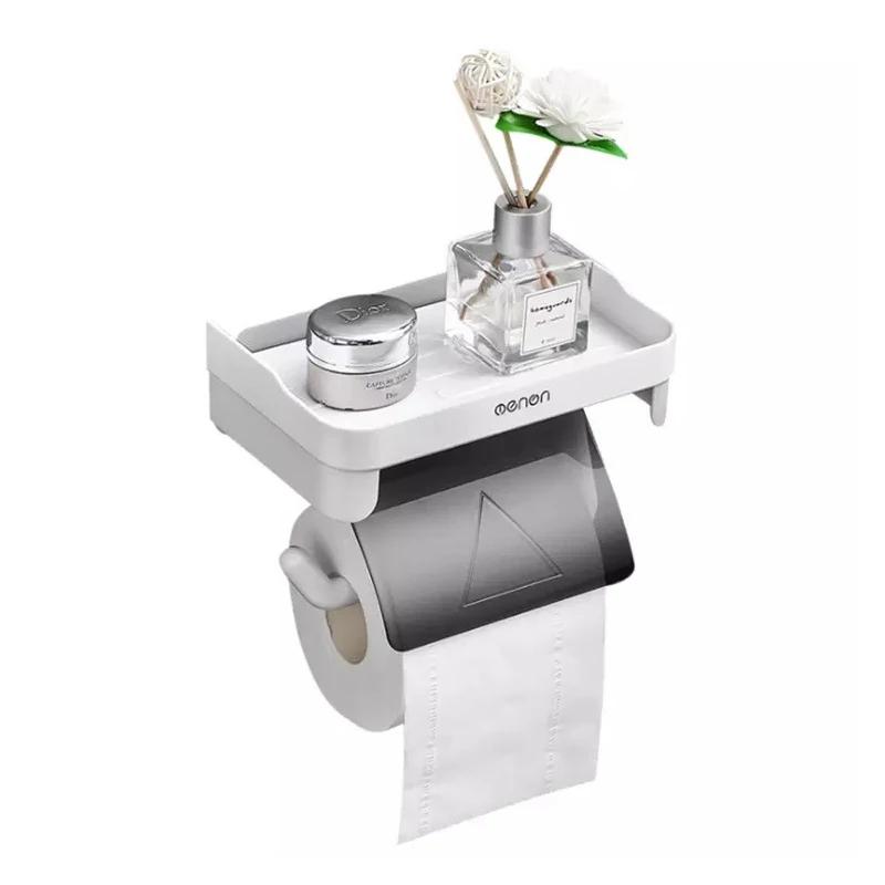 Tissue Organizer Wall-mounted Waterproof Multifunction Without Drill Top Sundries Storage Bathroom Accessories Toilet Shelf