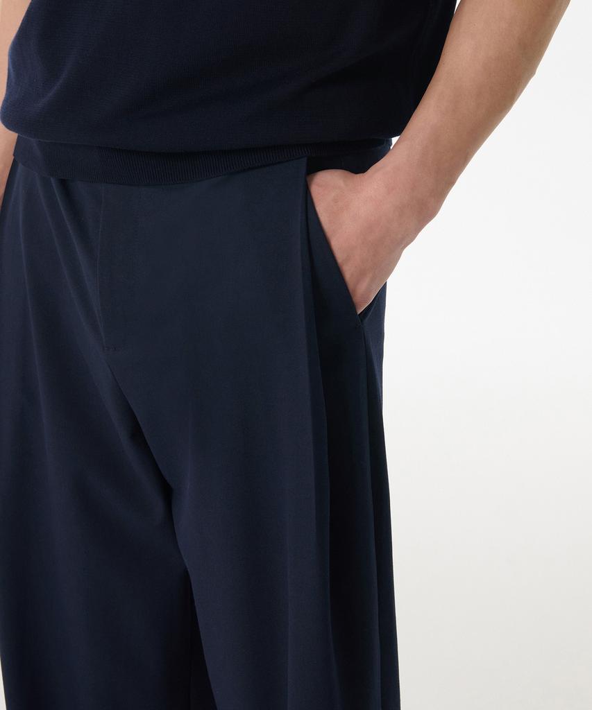 Musinsa Standard Deep Tuck Overlap Wide Hidden Banding Slacks [Navy]