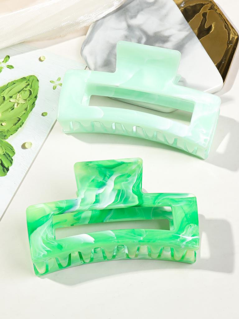 6 Pcs Marbled Hair Claw Clips for Women Grils,3.4 In Hair Clip for Thick Hair,Rectangle Styling Accessories