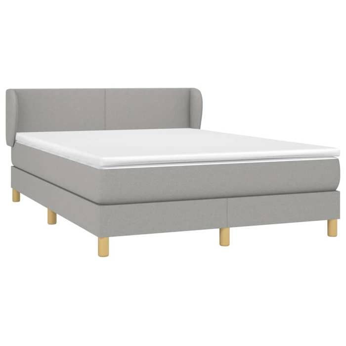 VidaXL Divan Bed with Mattress Light Grey 140x190cm Fabric - Model 3126637