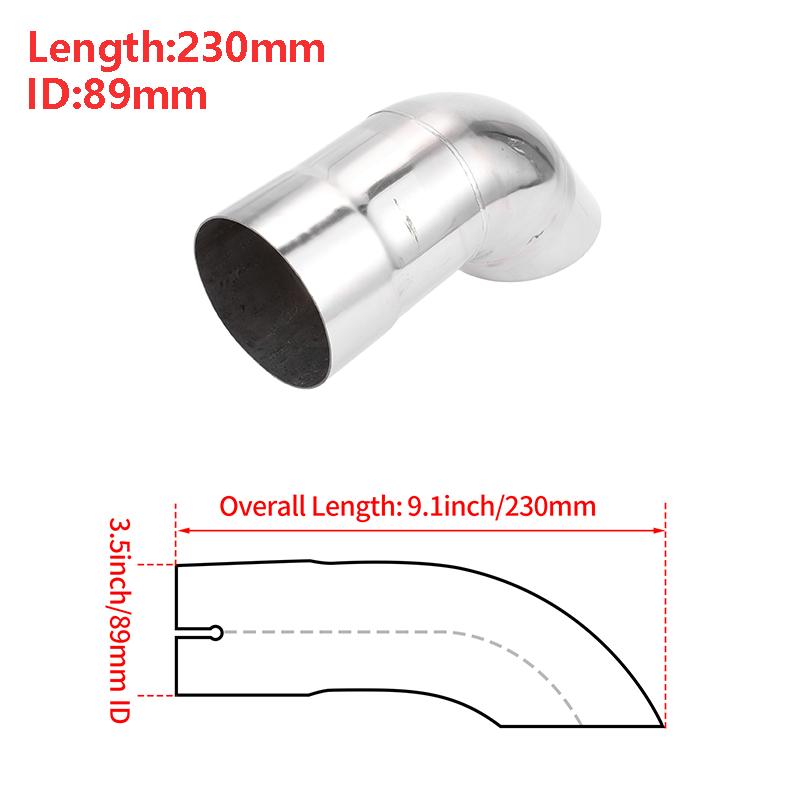 X Autohaux 51mm ID Inlet Turn Down Exhaust Tip T304 Stainless Steel Mandrel Bend Elbow Tube 230mm Length 125 Degree for Car