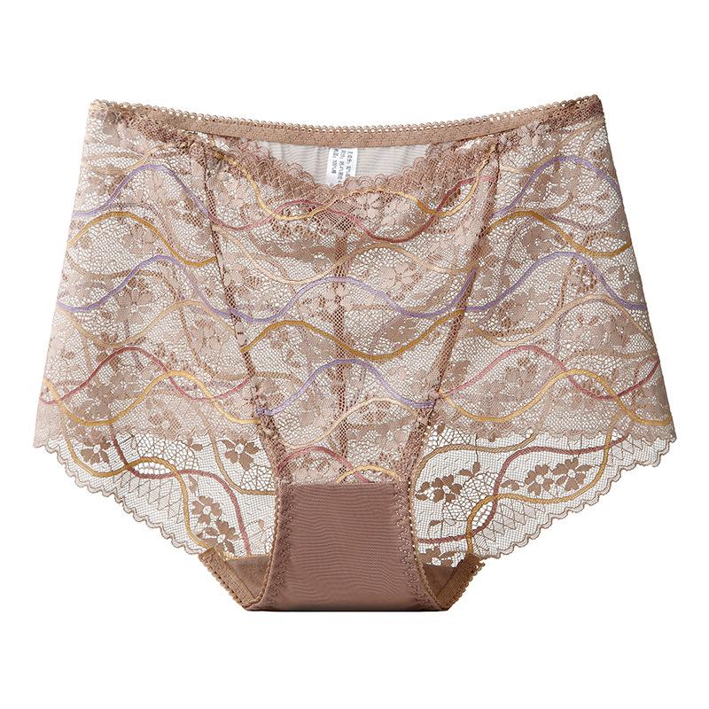 Big Size Lady Summer New Style Sexy Lace Hollow Out High Waist Shrink Abdomen Lift Hip Briefs