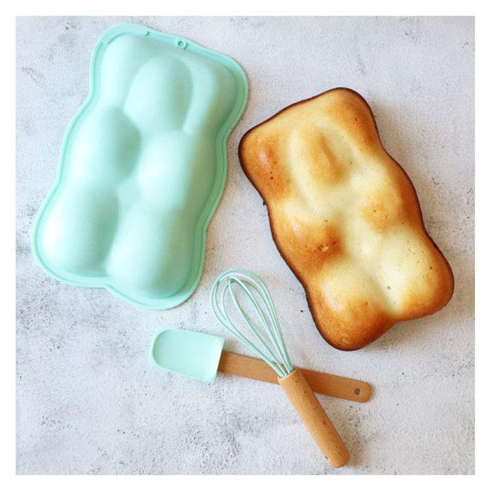 Coffret Pâtisserie - SCRAPCOOKING - Ourson - 4 Pcs - Silicone - Inox - Vert D'eau