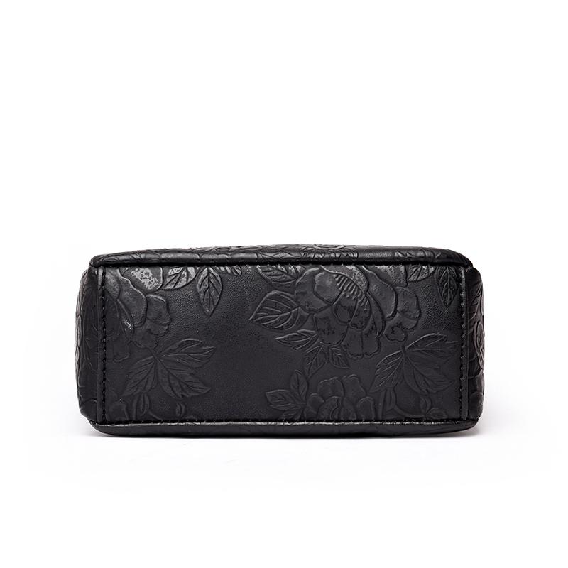 Stylish Embossed Floral Crossbody Bag for Women – Multi-Zipper Mini Shoulder Bag with Elegant Design