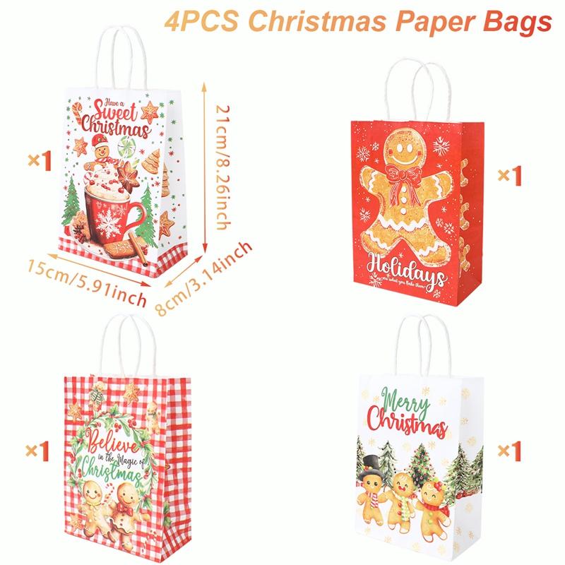 Christmas Kraft Paper Gift Bags Xmas Candy Cookies Gift Tote Bag Christmas Decoration 2025 for Home Navidad Noel New Year 2025